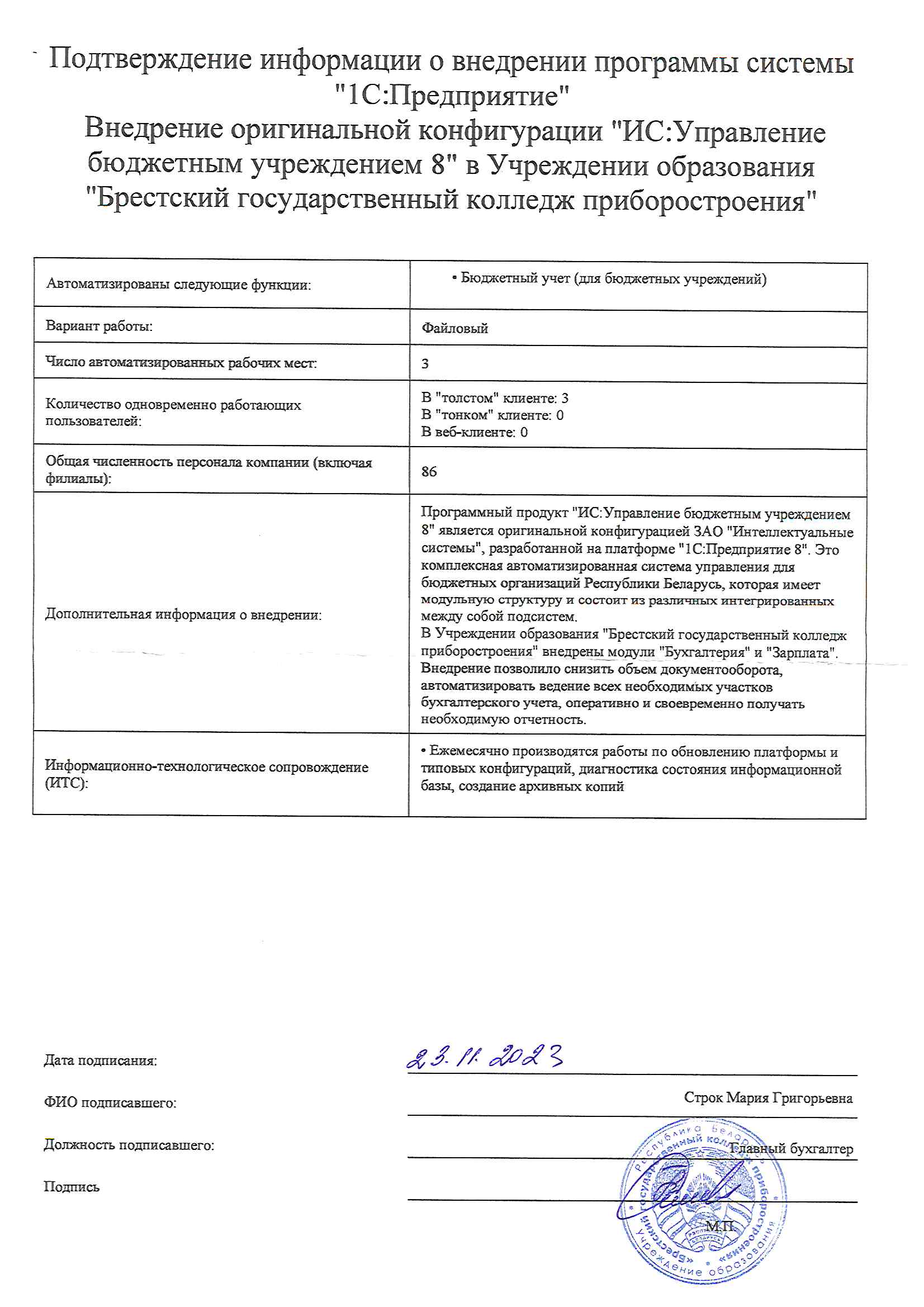 отзыв Брестский государственный колледж приборостроения о компании Интеллектуальные системы