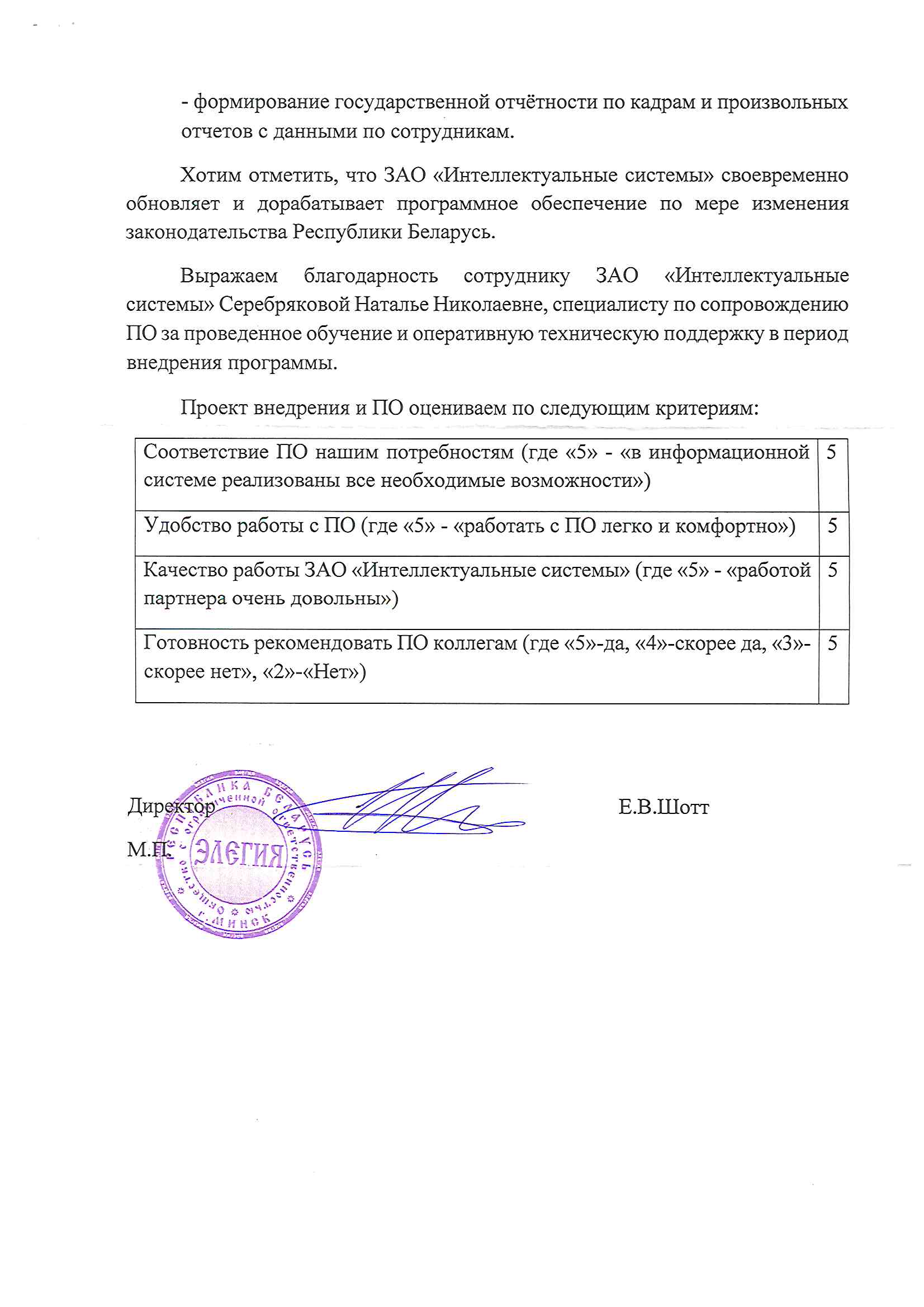 отзыв Внедрение 1С в Обществе с ограниченной ответственностью "Элегия" о компании Интеллектуальные системы