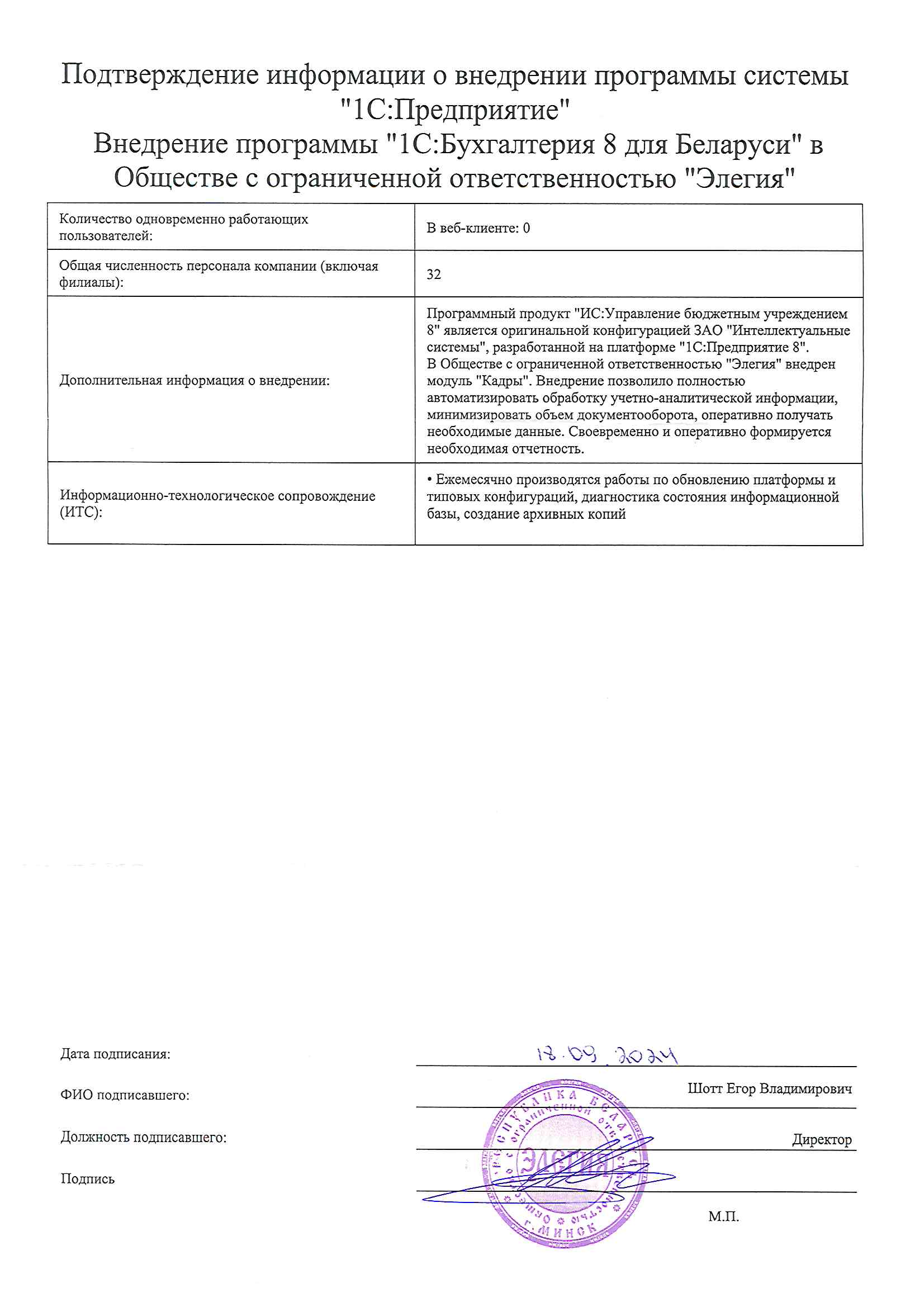 отзыв Внедрение 1С в Обществе с ограниченной ответственностью "Элегия" о компании Интеллектуальные системы